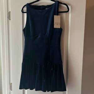 Zara Dark Blue Drop Waist Dress